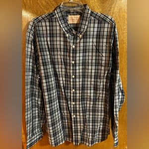 Men's Reed Edward 2XL Plaid  Long Sleeve Shirt  Blue White 100% Cotton.